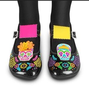 Hot Chocolate Design Sugar Skull Mary Jane Shoes